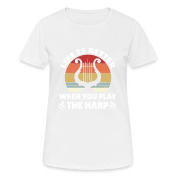 Harfe Harfenspieler vintage retro Geschenk - Frauen T-Shirt atmungsaktiv - Weiß - Vorne - AI Model Female 172 dark (172cm)