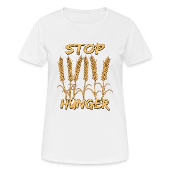 STOP HUNGER - Women's Breathable T-Shirt - white - Front - AI Model Female 172 dark (172cm)