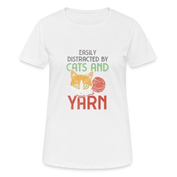 Katze Garn Häkeln - Frauen T-Shirt atmungsaktiv - Weiß - Vorne - AI Model Female 172 dark (172cm)