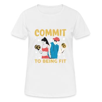 commit to being fit - Women's Breathable T-Shirt - white - Front - AI Model Female 172 dark (172cm)