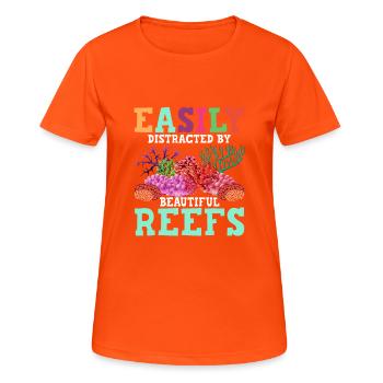 Easily Distracted By Beautiful Reefs Ocean Marine - Frauen T-Shirt atmungsaktiv - Neonorange - Vorne - AI Model Female 172 dark (172cm)