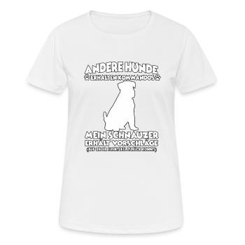 Drôle d’obéissance Schnauzer Chiens de dressage - T-shirt respirant Femme - blanc - Devant - AI Model Female 172 dark (172cm)