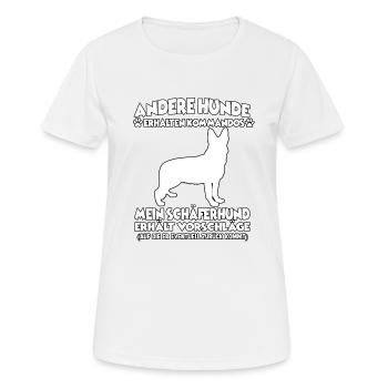 Drôle d’obéissance Chiens de berger allemand - T-shirt respirant Femme - blanc - Devant - AI Model Female 172 dark (172cm)