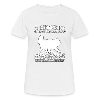 Witziges Obedience Samojede Hundetraining Hunde - Frauen T-Shirt atmungsaktiv - Weiß - Vorne - AI Model Female 172 dark (172cm)