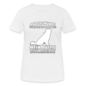 Obedience Australian Shepherd Hundetraining - Frauen T-Shirt atmungsaktiv - Weiß - Vorne - AI Model Female 172 dark (172cm)