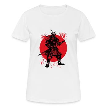 Samurai Japanischer Krieger Blutmond Design - Frauen T-Shirt atmungsaktiv - Weiß - Vorne - AI Model Female 172 dark (172cm)