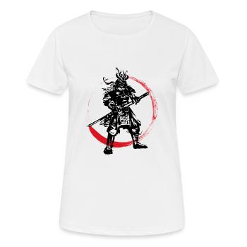 Samurai Japanischer Krieger Blutmond Design - Frauen T-Shirt atmungsaktiv - Weiß - Vorne - AI Model Female 172 dark (172cm)