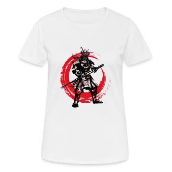 Samurai Japanischer Krieger Blutmond Design - Frauen T-Shirt atmungsaktiv - Weiß - Vorne - AI Model Female 172 dark (172cm)