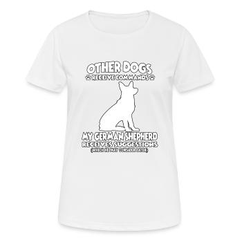 Drôle d’obéissance Chiens de berger allemand - T-shirt respirant Femme - blanc - Devant - AI Model Female 172 dark (172cm)