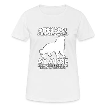 Obéissance Dressage de chien de berger australien - T-shirt respirant Femme - blanc - Devant - AI Model Female 172 dark (172cm)