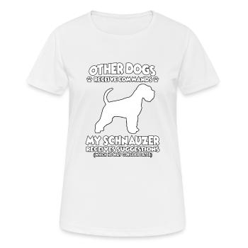 Drôle d’obéissance Schnauzer Chiens de dressage - T-shirt respirant Femme - blanc - Devant - AI Model Female 172 dark (172cm)