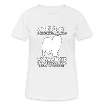 Drôle d’obéissance Samoyed Chien Dressage Hun - T-shirt respirant Femme - blanc - Devant - AI Model Female 172 dark (172cm)