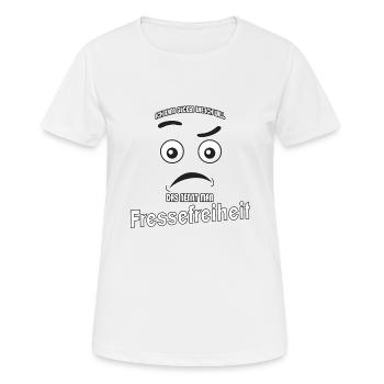 Ich kann gucken wie ich will - Fressefreiheit! - Frauen T-Shirt atmungsaktiv - Weiß - Vorne - AI Model Female 172 dark (172cm)