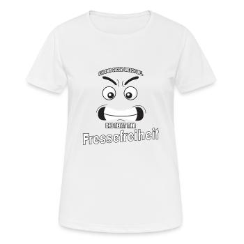 Ich kann gucken wie ich will - Fressefreiheit! - Frauen T-Shirt atmungsaktiv - Weiß - Vorne - AI Model Female 172 dark (172cm)