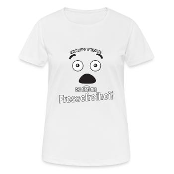 Ich kann gucken wie ich will - Fressefreiheit! - Frauen T-Shirt atmungsaktiv - Weiß - Vorne - AI Model Female 172 dark (172cm)