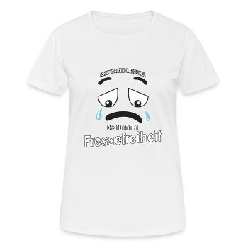 Ich kann gucken wie ich will - Fressefreiheit! - Frauen T-Shirt atmungsaktiv - Weiß - Vorne - AI Model Female 172 dark (172cm)