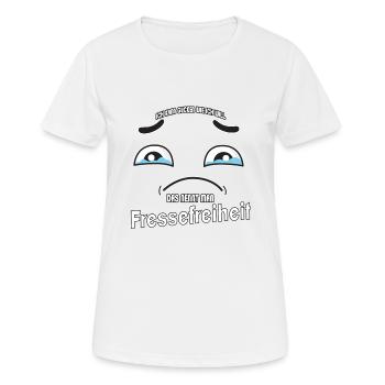 Ich kann gucken wie ich will - Fressefreiheit! - Frauen T-Shirt atmungsaktiv - Weiß - Vorne - AI Model Female 172 dark (172cm)
