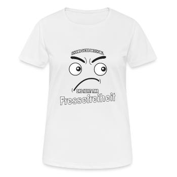 Ich kann gucken wie ich will - Fressefreiheit! - Frauen T-Shirt atmungsaktiv - Weiß - Vorne - AI Model Female 172 dark (172cm)