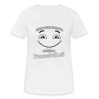 Ich kann gucken wie ich will - Fressefreiheit! - Frauen T-Shirt atmungsaktiv - Weiß - Vorne - AI Model Female 172 dark (172cm)
