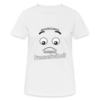 Ich kann gucken wie ich will - Fressefreiheit! - Frauen T-Shirt atmungsaktiv - Weiß - Vorne - AI Model Female 172 dark (172cm)