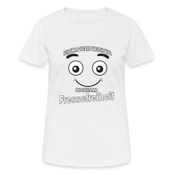 Ich kann gucken wie ich will - Fressefreiheit! - Frauen T-Shirt atmungsaktiv - Weiß - Vorne - AI Model Female 172 dark (172cm)
