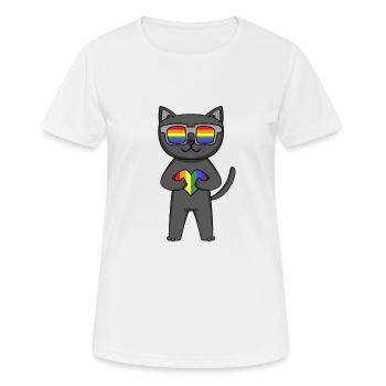 Chat LGBT Bombay Rainbow - T-shirt respirant Femme - blanc - Devant - AI Model Female 172 dark (172cm)