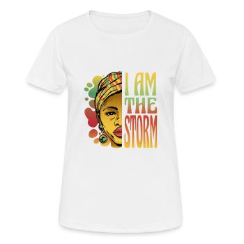 Ich bin der Sturm Ich bin der Sturm Geschenk Inspi - Frauen T-Shirt atmungsaktiv - Weiß - Vorne - AI Model Female 172 dark (172cm)