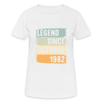Geboren October 1982 40 Jahre 40er 40.Geburtstag - Frauen T-Shirt atmungsaktiv - Weiß - Vorne - AI Model Female 172 dark (172cm)