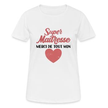 Cadeau Maîtresse d'école Original Fn d'année - T-shirt respirant Femme - blanc - Devant - AI Model Female 172 dark (172cm)