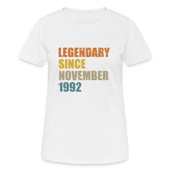 Geboren November 1992 30 Jahre 30er 30.Geburtstag - Frauen T-Shirt atmungsaktiv - Weiß - Vorne - AI Model Female 172 dark (172cm)