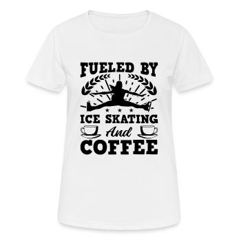 Alimenté par le patinage sur glace et le café - T-shirt respirant Femme - blanc - Devant - AI Model Female 172 dark (172cm)