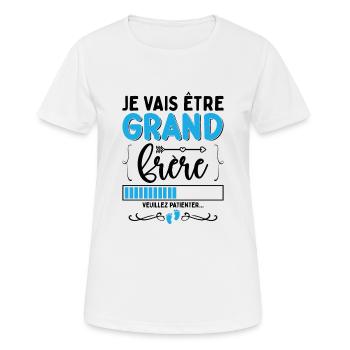 Big Bro Cadeau Futur Grand-frère Annonce Grossesse - T-shirt respirant Femme - blanc - Devant - AI Model Female 172 dark (172cm)