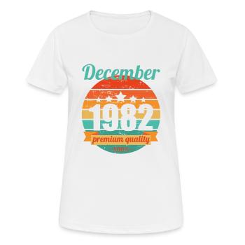 Geboren December 1982 40 Jahre 40er 40.Geburtstag - Frauen T-Shirt atmungsaktiv - Weiß - Vorne - AI Model Female 172 dark (172cm)