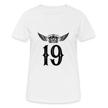 19 Zahl Krone - Frauen T-Shirt atmungsaktiv - Weiß - Vorne - AI Model Female 172 dark (172cm)