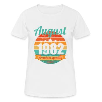 Geboren August 1982 40 Jahre 40er 40.Geburtstag - Frauen T-Shirt atmungsaktiv - Weiß - Vorne - AI Model Female 172 dark (172cm)