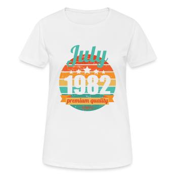 Geboren July 1982 40 Jahre 40er 40.Geburtstag - Frauen T-Shirt atmungsaktiv - Weiß - Vorne - AI Model Female 172 dark (172cm)