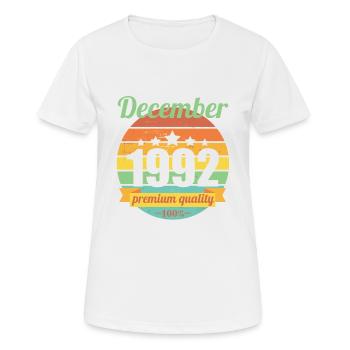 Geboren December 1992 30 Jahre 30er 30.Geburtstag - Frauen T-Shirt atmungsaktiv - Weiß - Vorne - AI Model Female 172 dark (172cm)