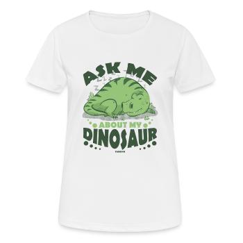 Posez-moi des questions sur mon dinosaure - T-shirt respirant Femme - blanc - Devant - AI Model Female 172 dark (172cm)