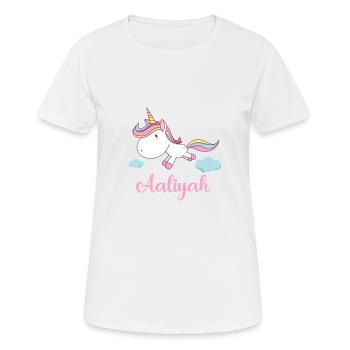 AALIYAH Rose Licorne Nouveauté - T-shirt respirant Femme - blanc - Devant - AI Model Female 172 dark (172cm)