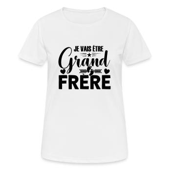 Grand Frère Idée Cadeau Big Bro Amour Grossesse - T-shirt respirant Femme - blanc - Devant - AI Model Female 172 dark (172cm)