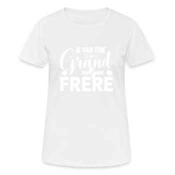 Grand Frère Idée Cadeau Big Bro Amour Grossesse - T-shirt respirant Femme - blanc - Devant - AI Model Female 172 dark (172cm)