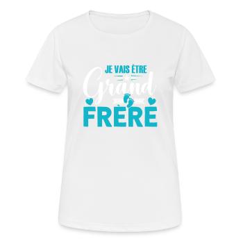 Grand Frère Idée Cadeau Big Bro Amour Grossesse - T-shirt respirant Femme - blanc - Devant - AI Model Female 172 dark (172cm)