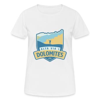 Höhenweg 1 - Alta Via 1 Dolomiten - Frauen T-Shirt atmungsaktiv - Weiß - Vorne - AI Model Female 172 dark (172cm)