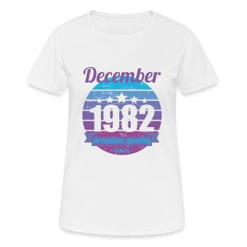 Geboren December 1982 40 Jahre 40er 40.Geburtstag - Frauen T-Shirt atmungsaktiv - Weiß - Vorne - AI Model Female 172 dark (172cm)