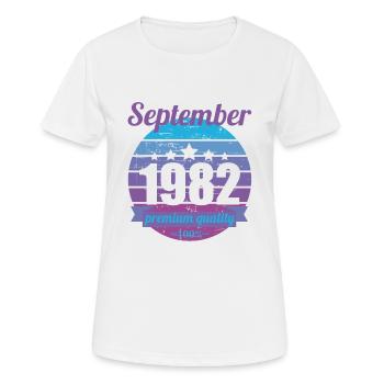 Geboren September 1982 40 Jahre 40er 40.Geburtstag - Frauen T-Shirt atmungsaktiv - Weiß - Vorne - AI Model Female 172 dark (172cm)