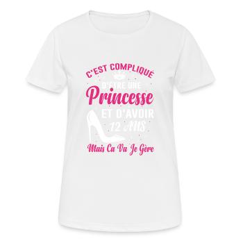 Princesse 12 Ans Anniversaire Idée Cadeau Licorne - T-shirt respirant Femme - blanc - Devant - AI Model Female 172 dark (172cm)