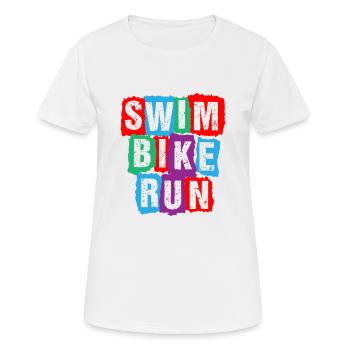 Triathlon Swim Bike Run Swim Bike Run - Women's Breathable T-Shirt - white - Front - AI Model Female 172 dark (172cm)