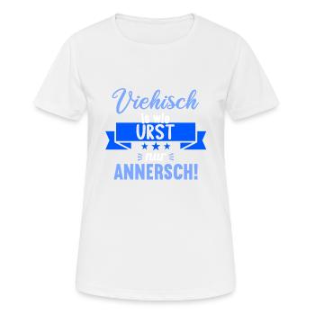 Sächsischer Dialekt Sachsen Sächsische Sprüche - Frauen T-Shirt atmungsaktiv - Weiß - Vorne - AI Model Female 172 dark (172cm)