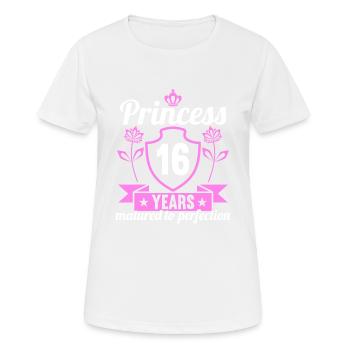 Fille de 16 ans 16 bday Princesse 16 anniversaire - T-shirt respirant Femme - blanc - Devant - AI Model Female 172 dark (172cm)