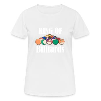 King Of Billiard BillardSjoueur de billard sportif en file d’attente - T-shirt respirant Femme - blanc - Devant - AI Model Female 172 dark (172cm)